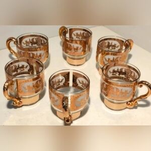 Vintag Russian Martini Cocktail 6 Handled Glasses 22KT Gold...